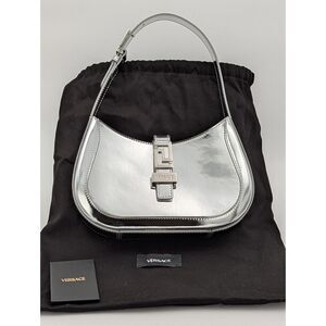 Versace Greca Goddess Shoulder in Metallic Silver - NWT